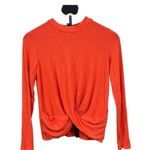 Art Class – Girls Red Ribbed Twist Front Long Sleeve Top (Size XL 14/16)